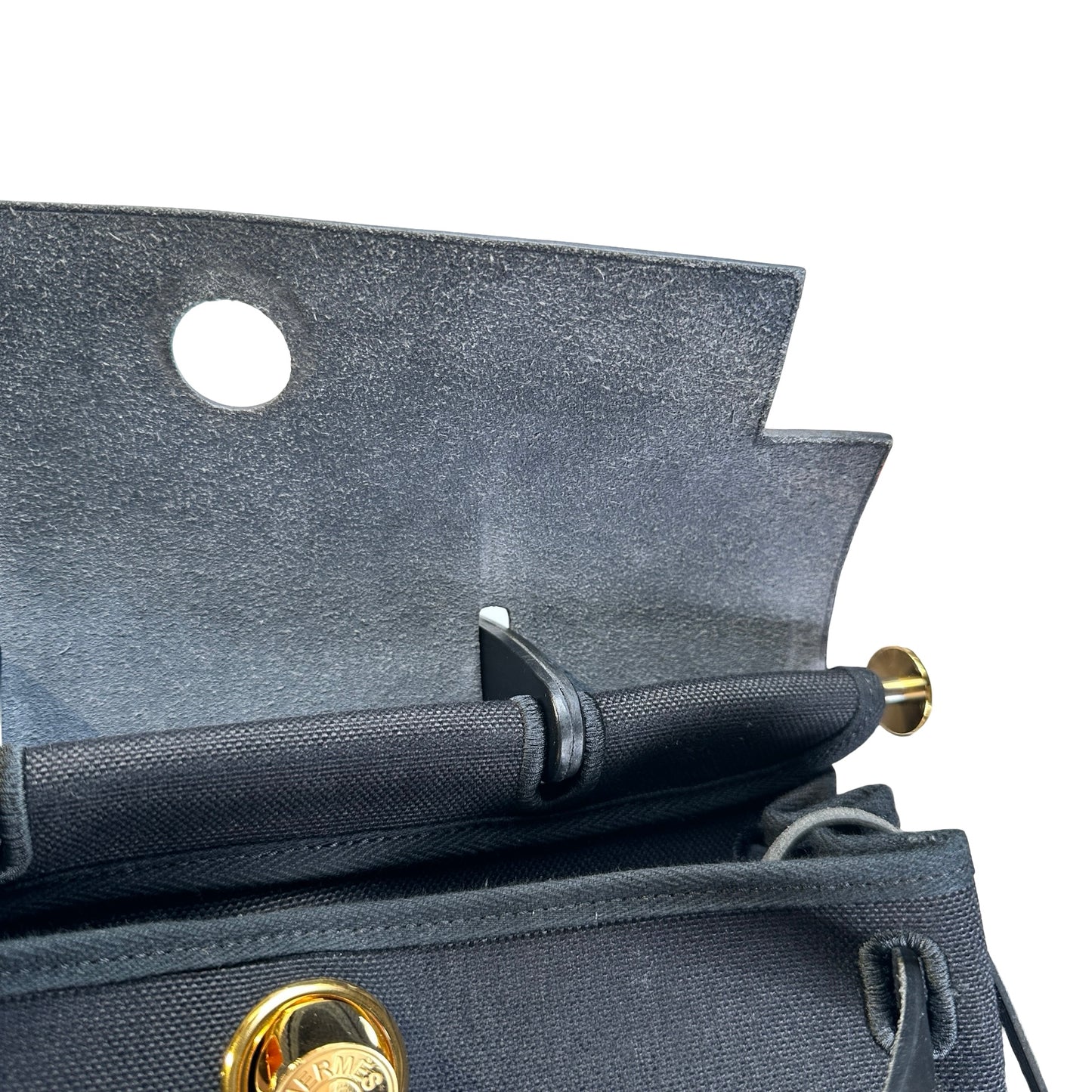 Used HERMES Canvas Leather Herbag A Dos Zip Retourne Backpack Black