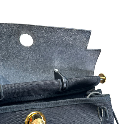 Used HERMES Canvas Leather Herbag A Dos Zip Retourne Backpack Black