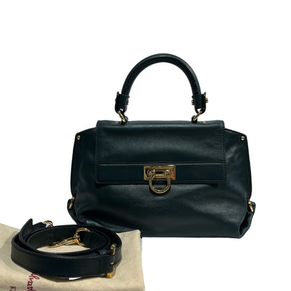 SALVATORE FERRAGAMO Leather Sofia Handbag Dark Green