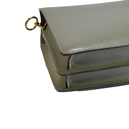 Used HERMES Leather Roulis Shoulder Bag Grey