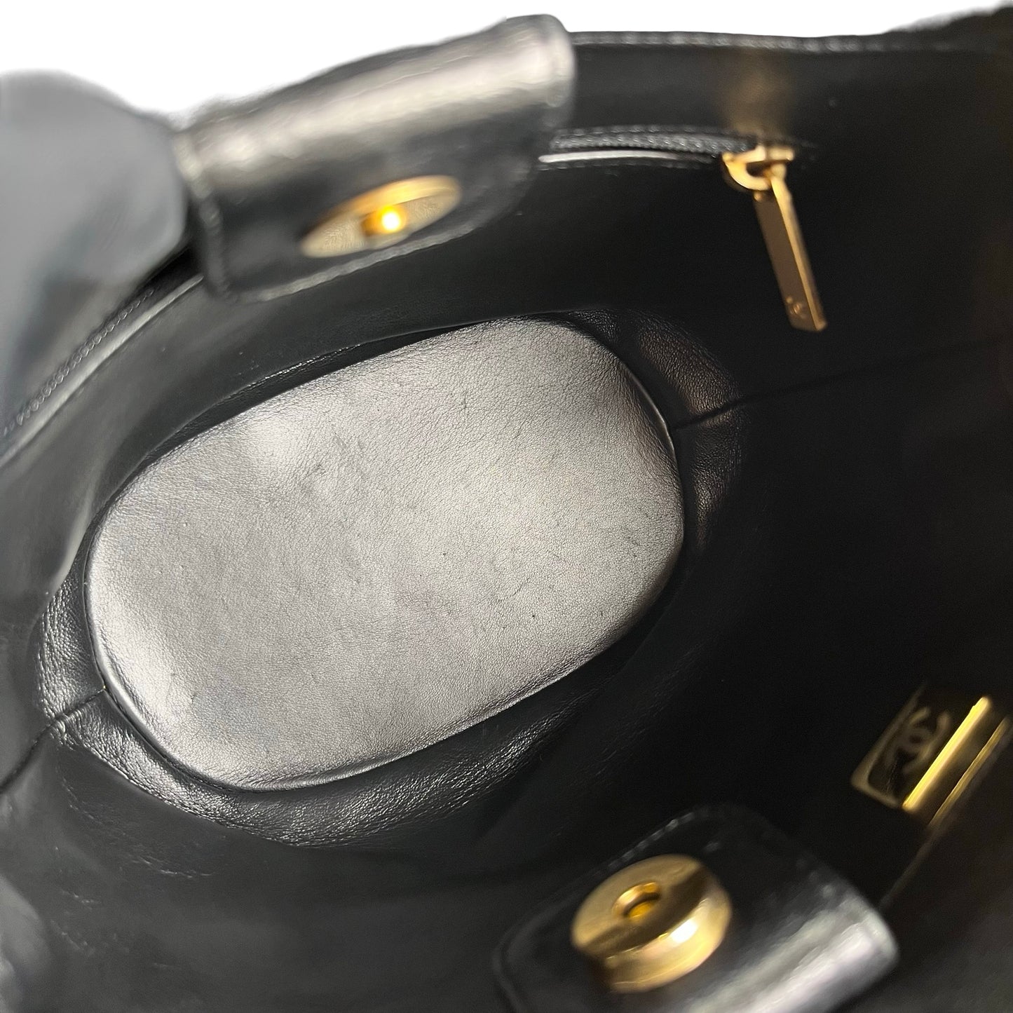 Used CHANEL Lambskin 23C Bucket Bag Black GHW