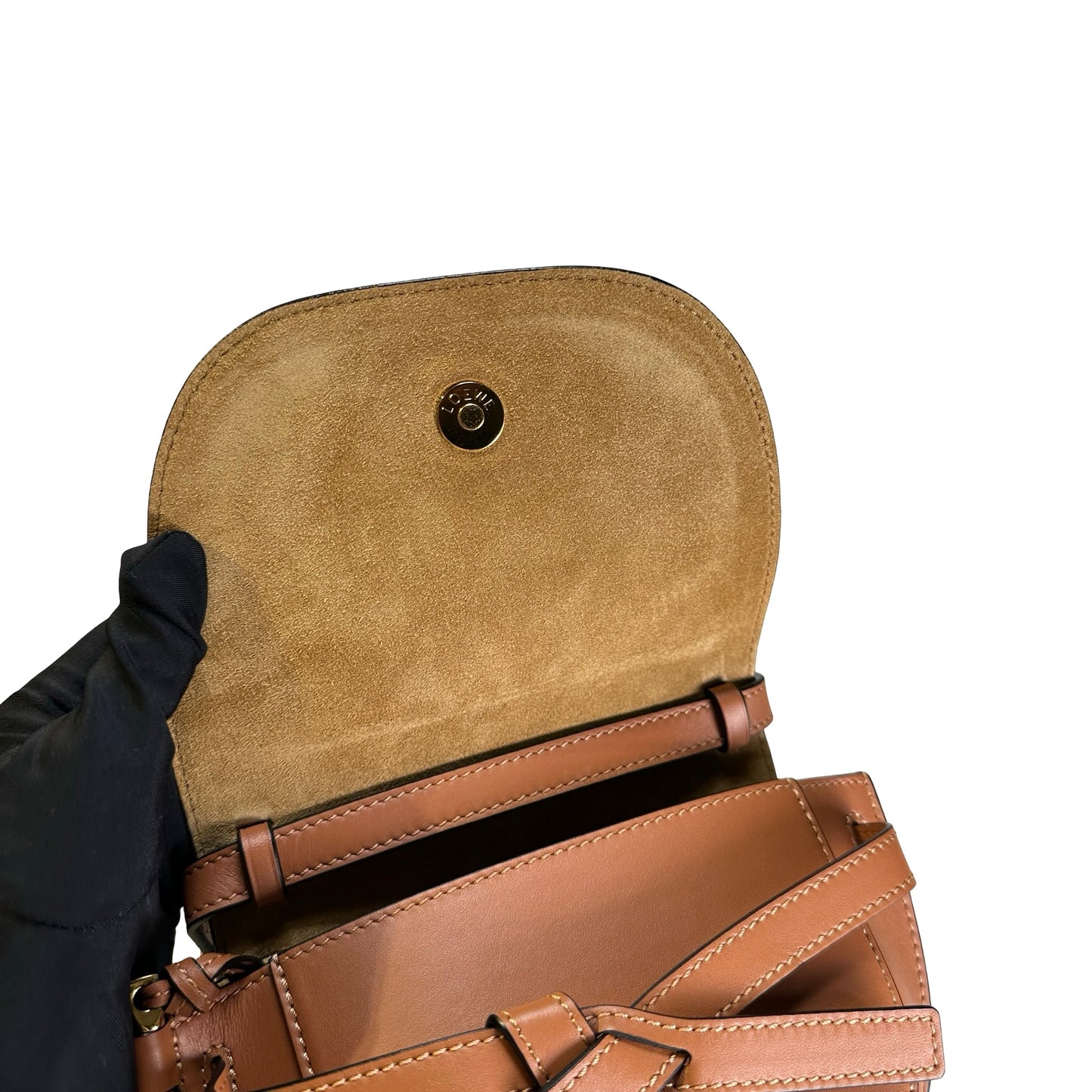 Used LOEWE Calfskin Mini gate Bag Cross body bag Brown GHW