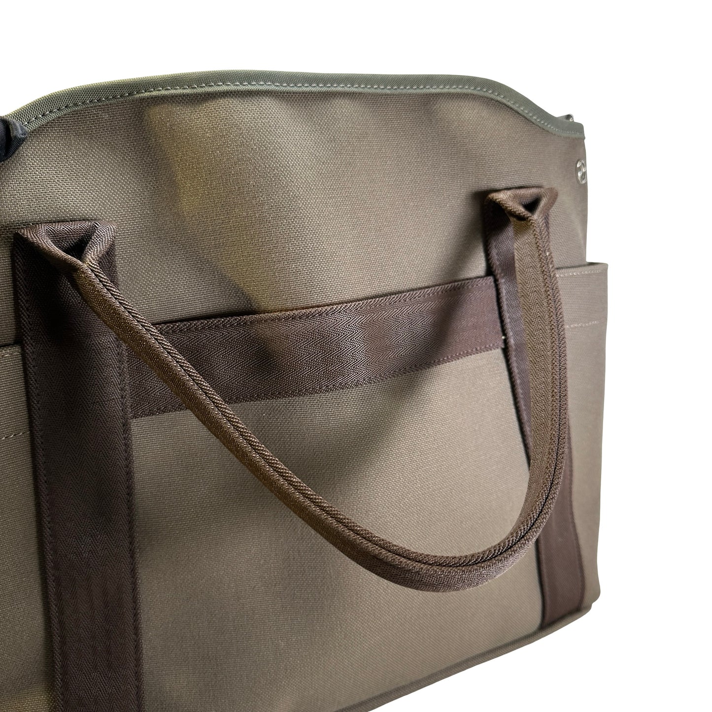 Used HERMES Canvas Grooming Bag Tote Bag Khaki Orange