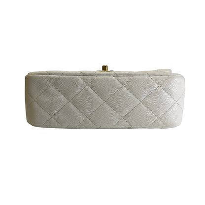 Used CHANEL Caviar Skin 23P Heart Crush Small Flap Bag Chain Shoulder Bag White GHW