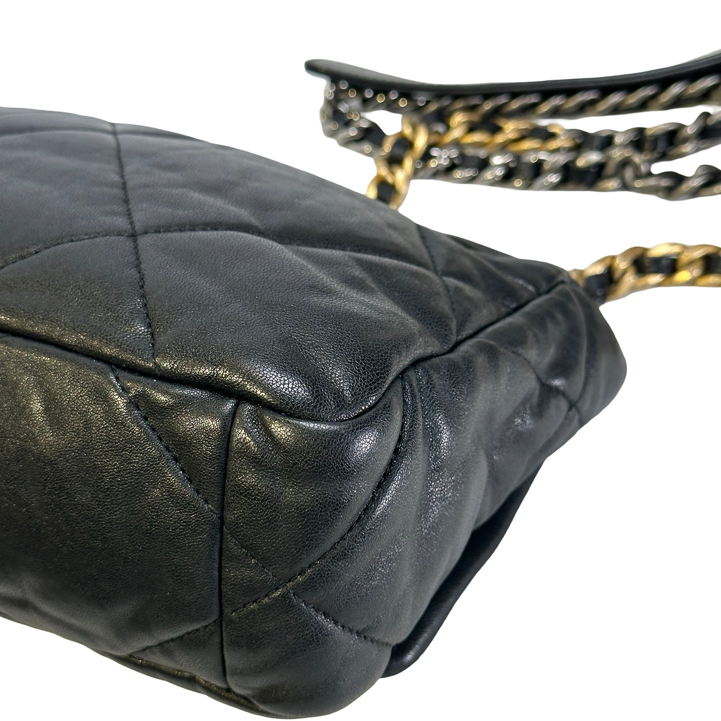 Used CHANEL Quilted Lambskin 19 Bag Shoulder Bag Black GHW