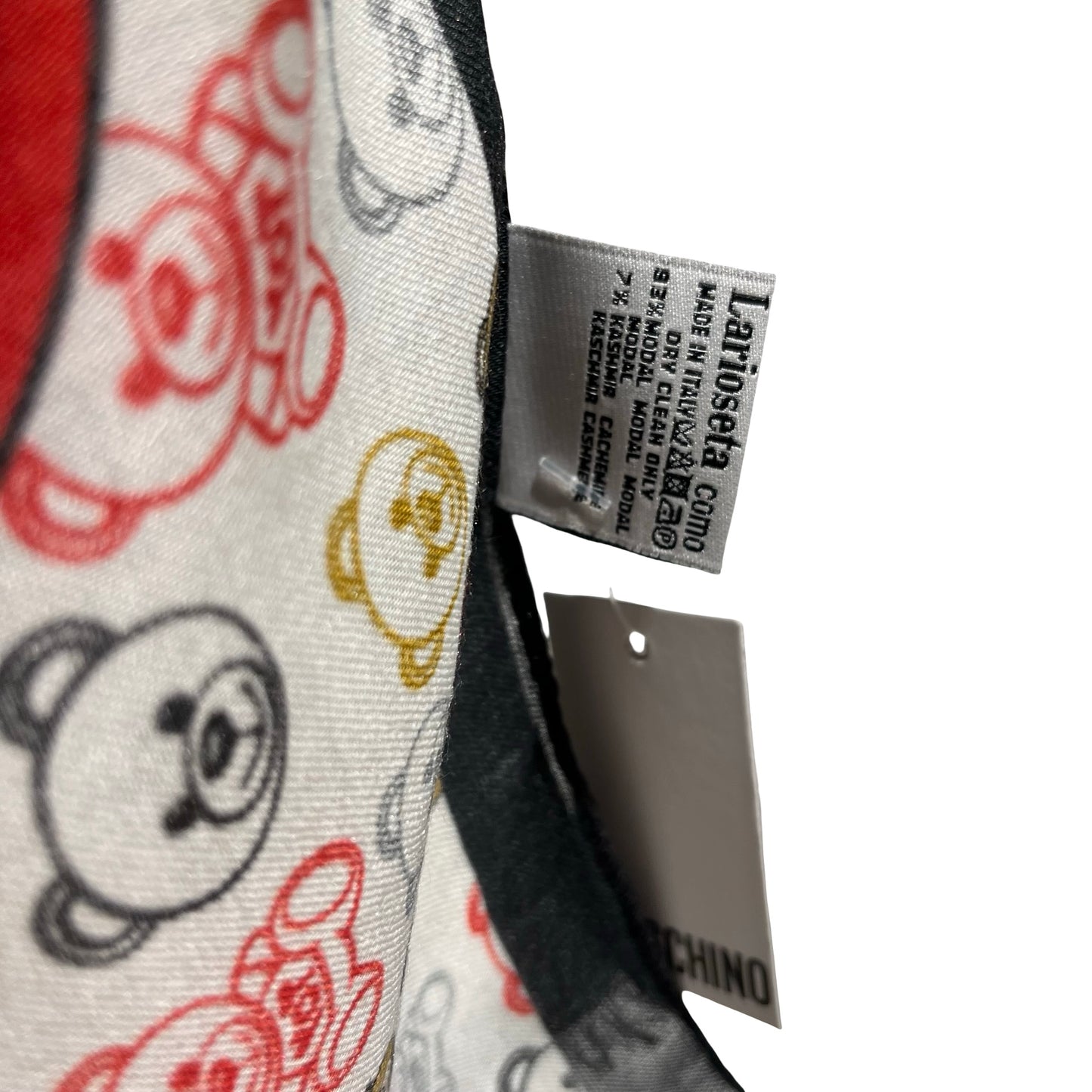 Used MOSCHINO Logo Teddy Thin Scarf Scarf Red White Black