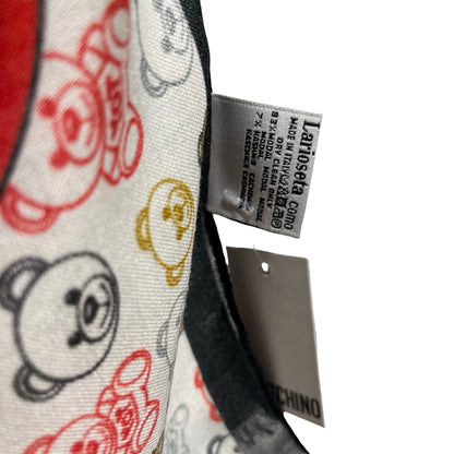 Used MOSCHINO Logo Teddy Thin Scarf Scarf Red White Black