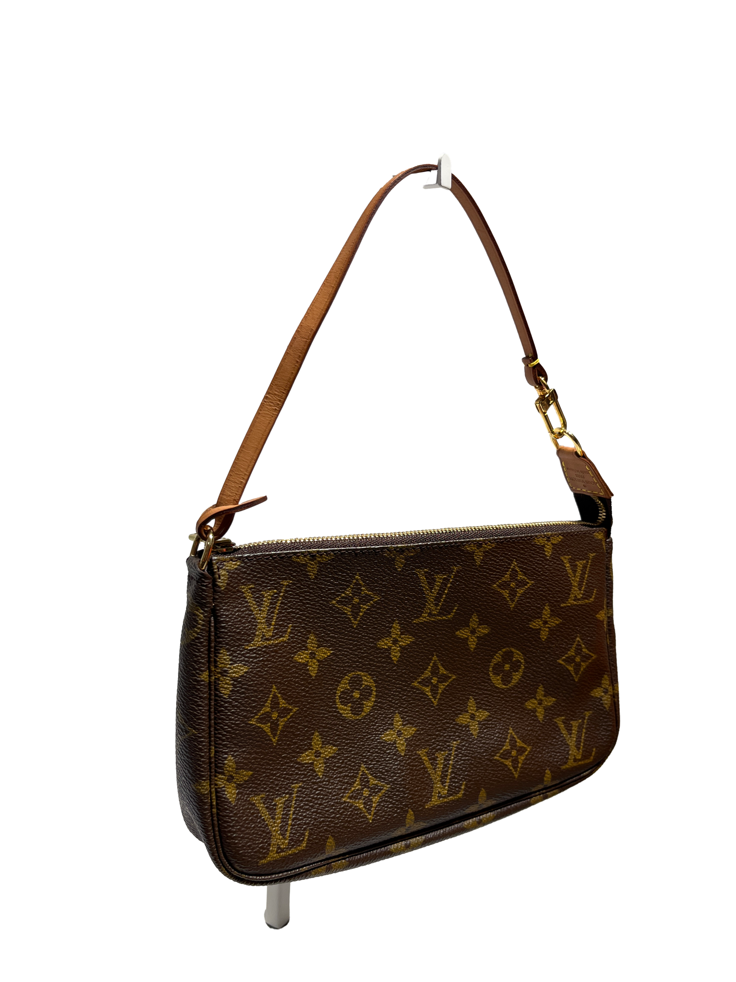 Used Louis Vuitton Canvas Pochette Shoulder Bag GHW Brown