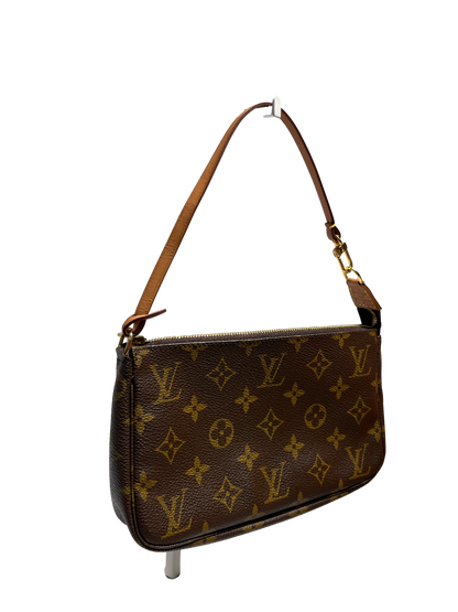 Used Louis Vuitton Canvas Pochette Shoulder Bag GHW Brown