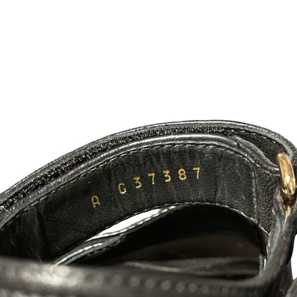 Used Chanel Calfskin Leather Heels Black GHW