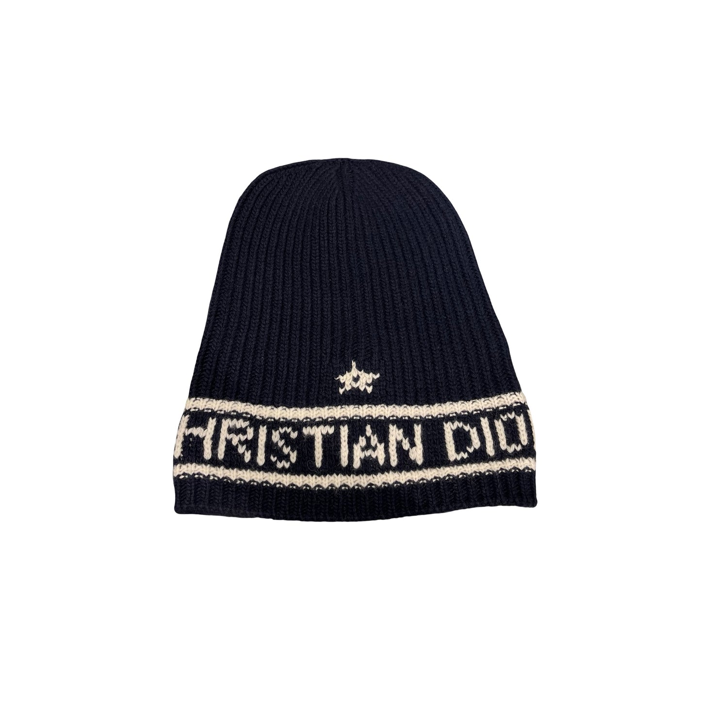 Used CHRISTIAN DIOR Dior Oblique Dior Oblique Beanie Hat Navy Blue White