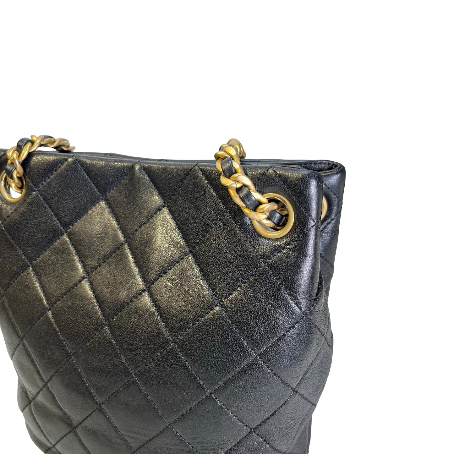 Used CHANEL Lambskin 23C Bucket Bag Black GHW