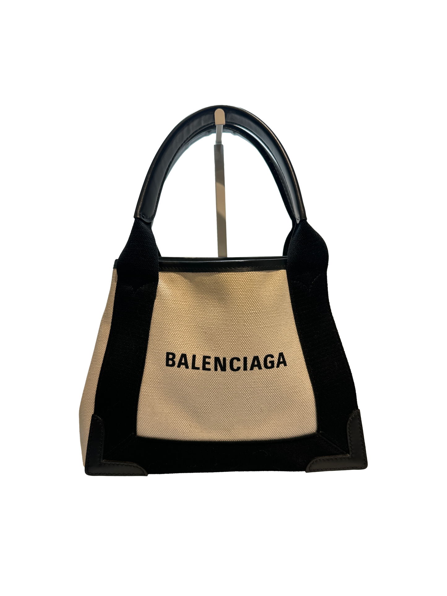 Used Balenciaga Canvas CABAS BAG Tote Bag Black White