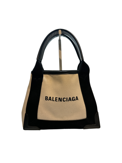 Used Balenciaga Canvas CABAS BAG Tote Bag Black White