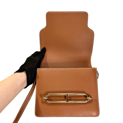 Used HERMES Evercolor Roulis Cross Body Bag Gold GHW