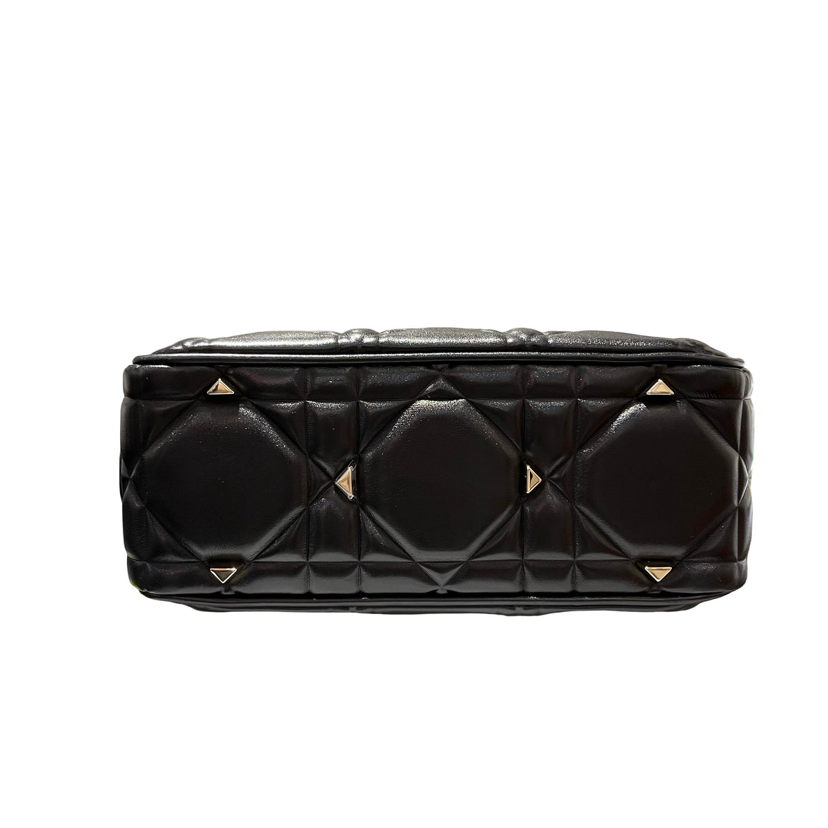 Used Dior Lambskin Leather Lady Dior Tote Bag Black GHW