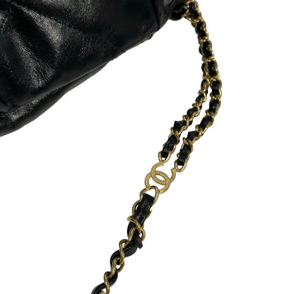 Used CHANEL Quilted Calfskin 22 Backpack Backpack Black Gold