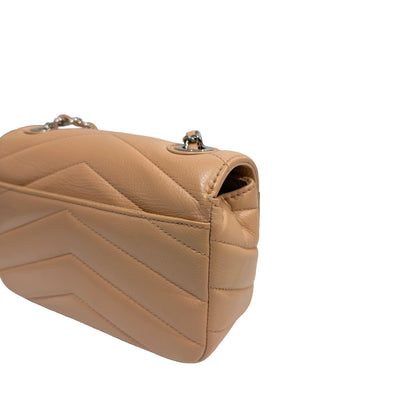 Used CHANEL Chevron Caviar Classic Flap Chain Shoulder Bag Beige