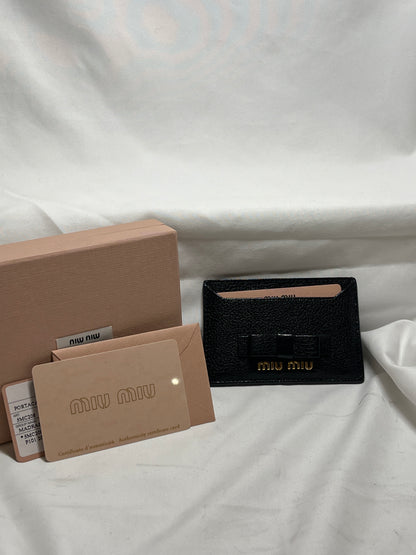 Used Miu Miu Calfskin Leather Card Holder Card Holder Black GHW