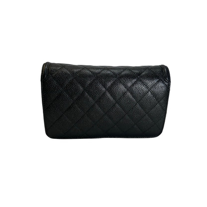 Used CHANEL Quilted Caviar Wallet On Chain Wallet on chain Black Gold