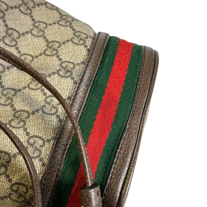 Used GUCCI GG Supreme Canvas Ophidia Bucket Bag Beige Ebony Brown， GHW