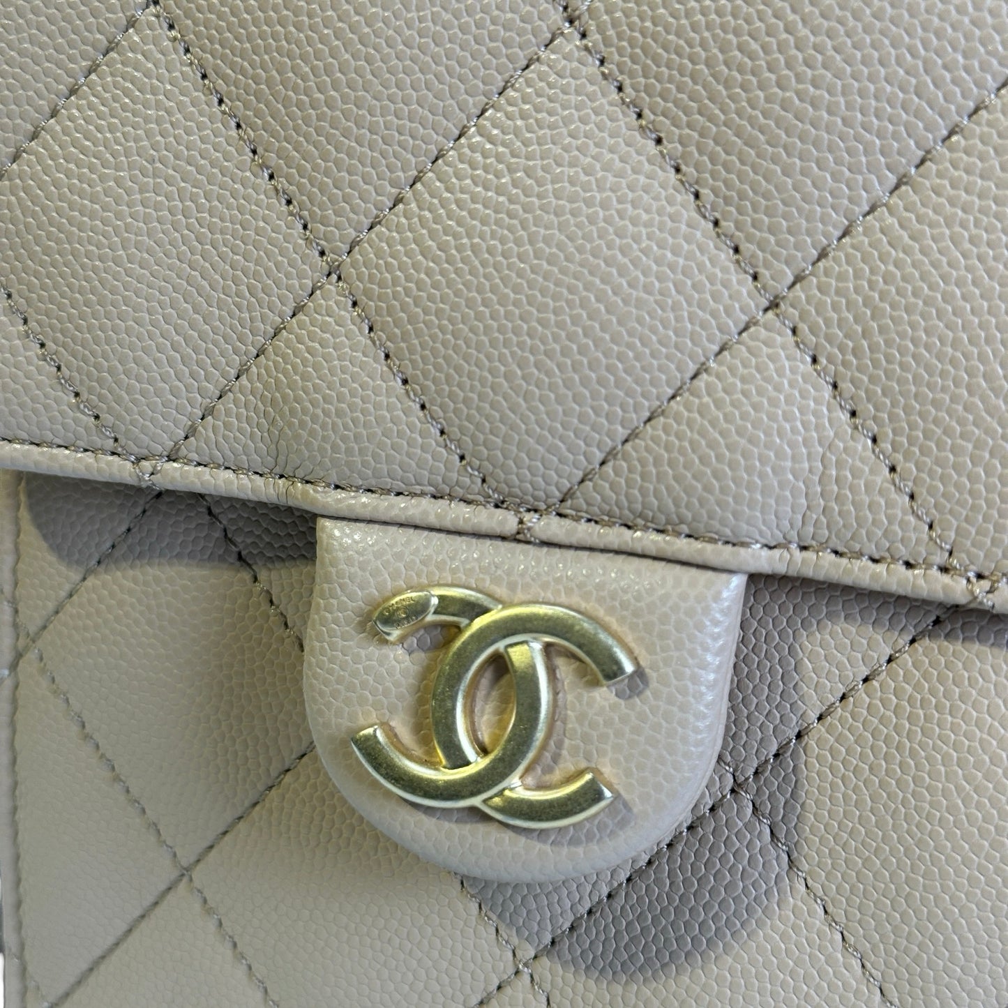 CHANEL Quilted Caviar Quilted Bucket Bag Bucket Bag Beige Gold