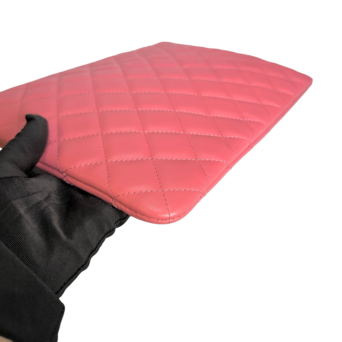 Used CHANEL Lambskin Cluth Clutch Pink PHW