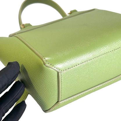 Used CELINE Grained Calfskin Pico Belt Bag Handbag Light Green