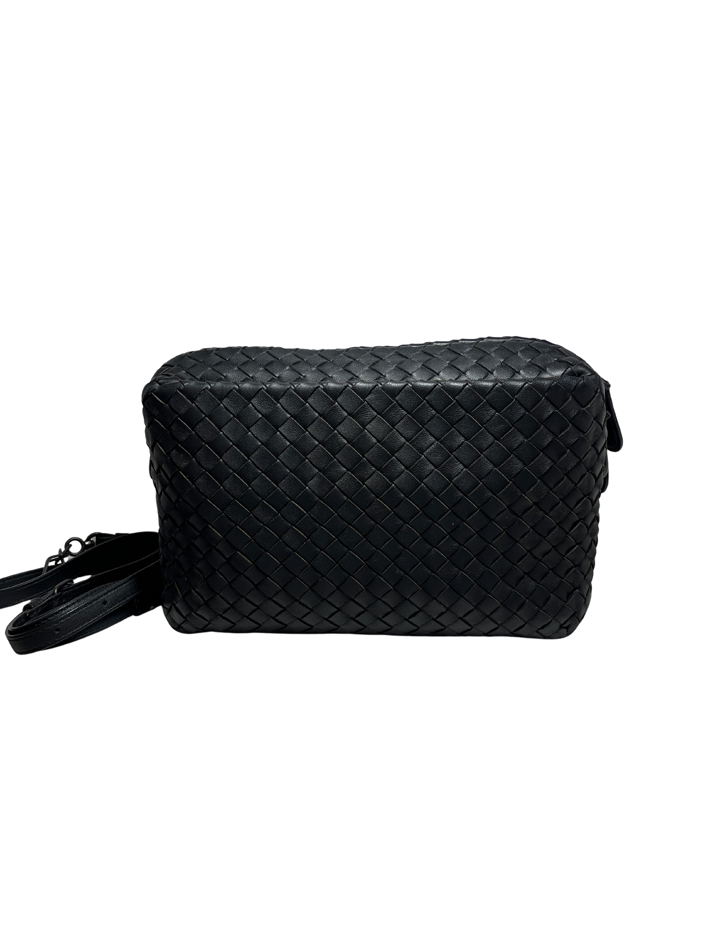 USED A Bottega Veneta Calfskin Leather Cross Body Bag Crossbody Bag Black
