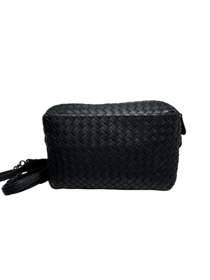 USED A Bottega Veneta Calfskin Leather Cross Body Bag Crossbody Bag Black
