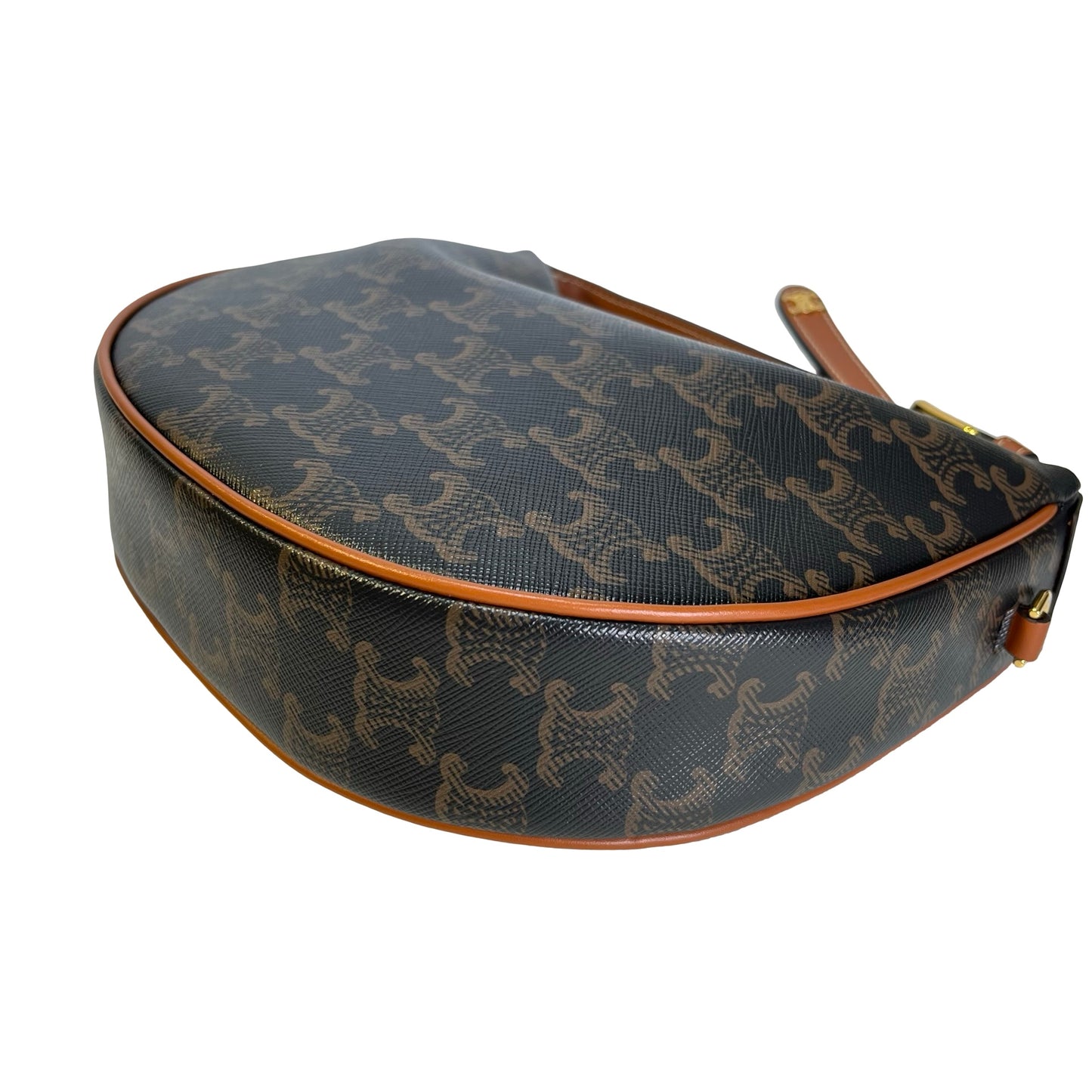 Used CELINE Calfskin Leather Ava Shoulder Bag Brown Tan