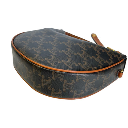 Used CELINE Calfskin Leather Ava Shoulder Bag Brown Tan