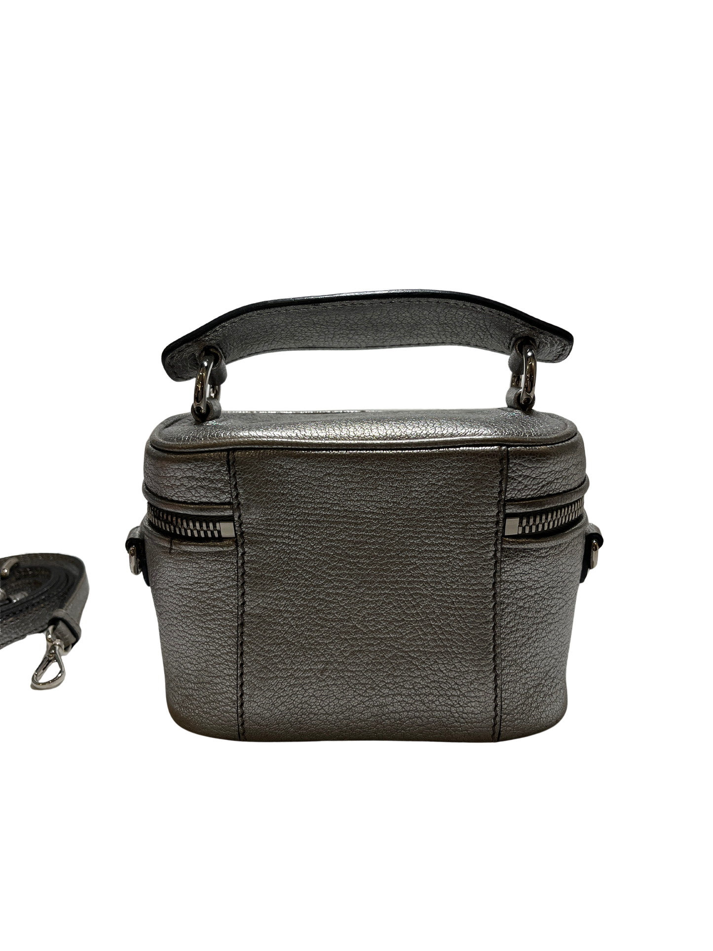Used Miu Miu Calfskin Leather Vanity Bag Crossbody Bag Silver PHW