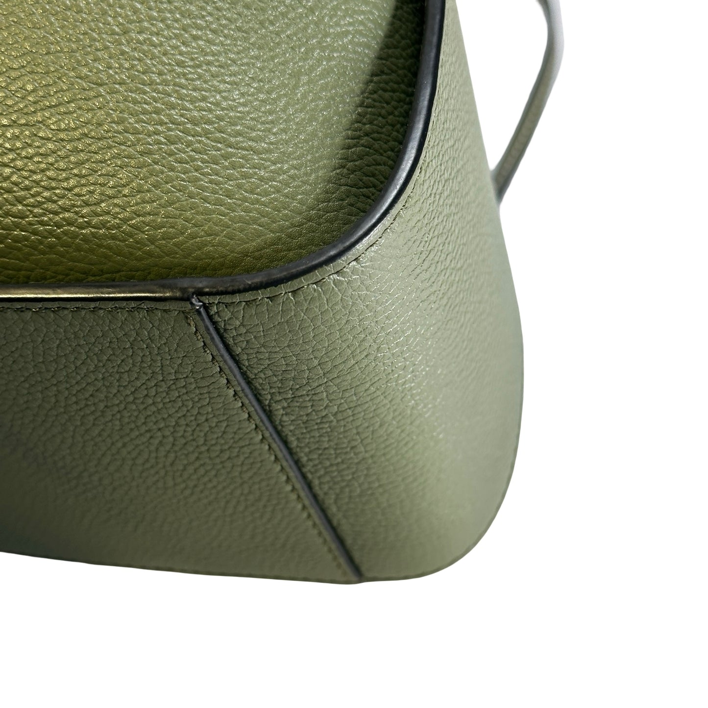 Used LOEWE Pebbled Calfskin Balloon Bag Bucket Bag Green Phw