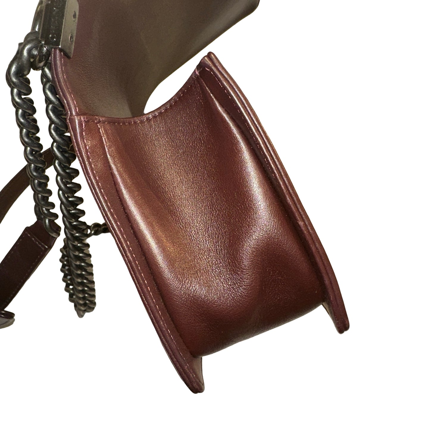 Used CHANEL Chevron Lambskin Boy Chain shoulder bag Burgundy