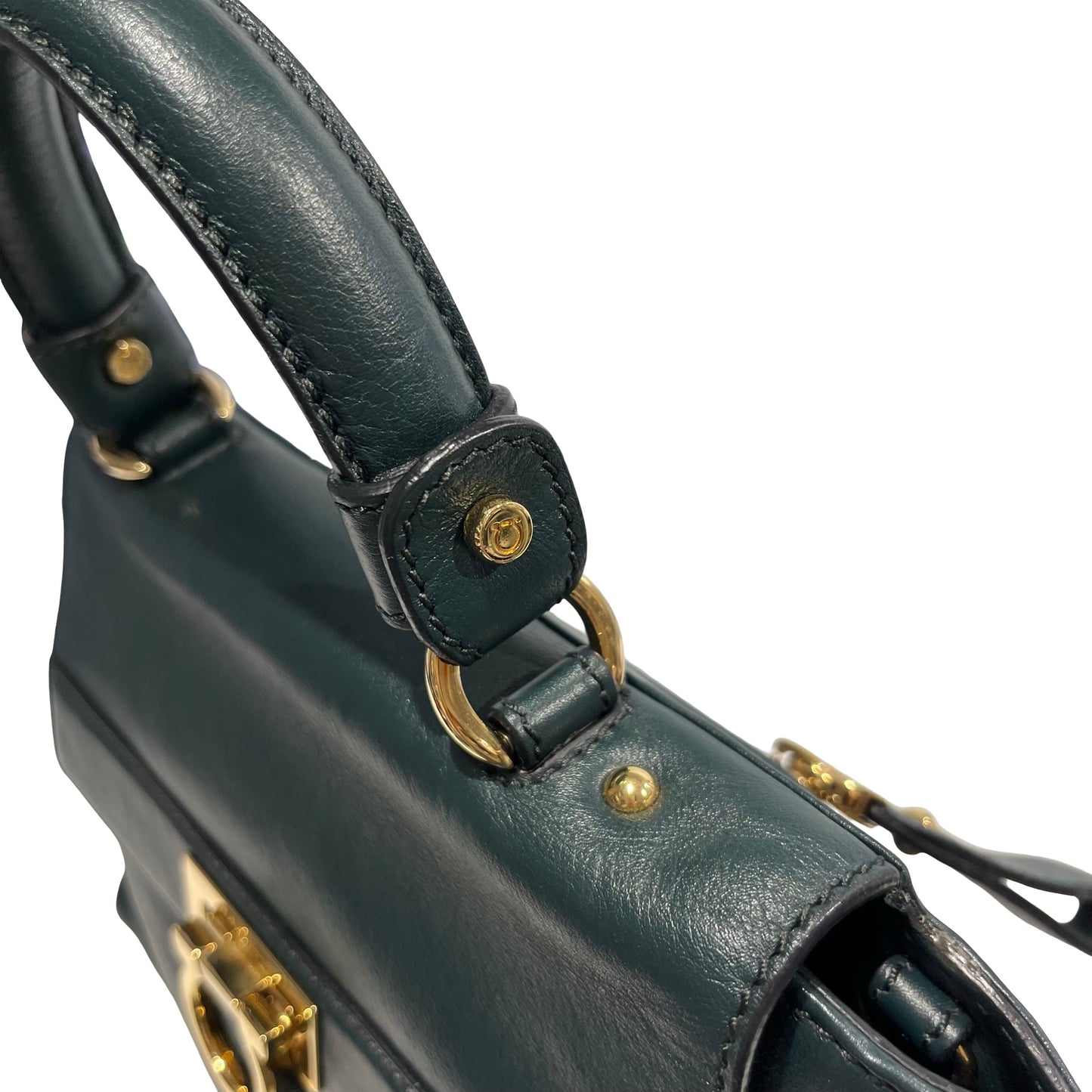 SALVATORE FERRAGAMO Leather Sofia Handbag Dark Green