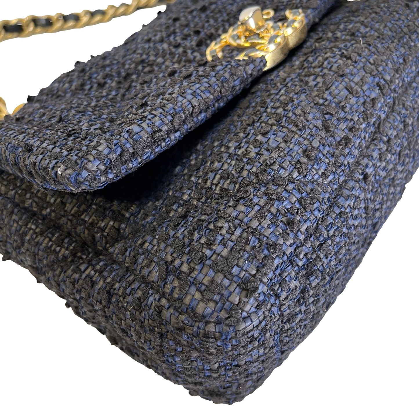 Used CHANEL Tweed 19 Shoulder Bag Blue Black