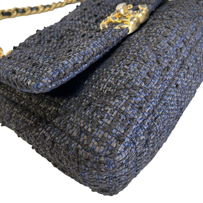 Used CHANEL Tweed 19 Shoulder Bag Blue Black