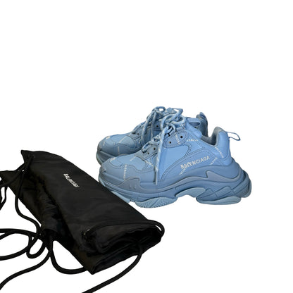 Used BALENCIAGA Logo Triple S Sneakers Light Blue