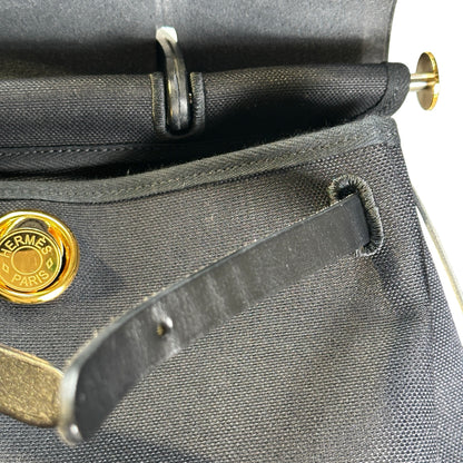 Used HERMES Canvas Leather Herbag A Dos Zip Retourne Backpack Black