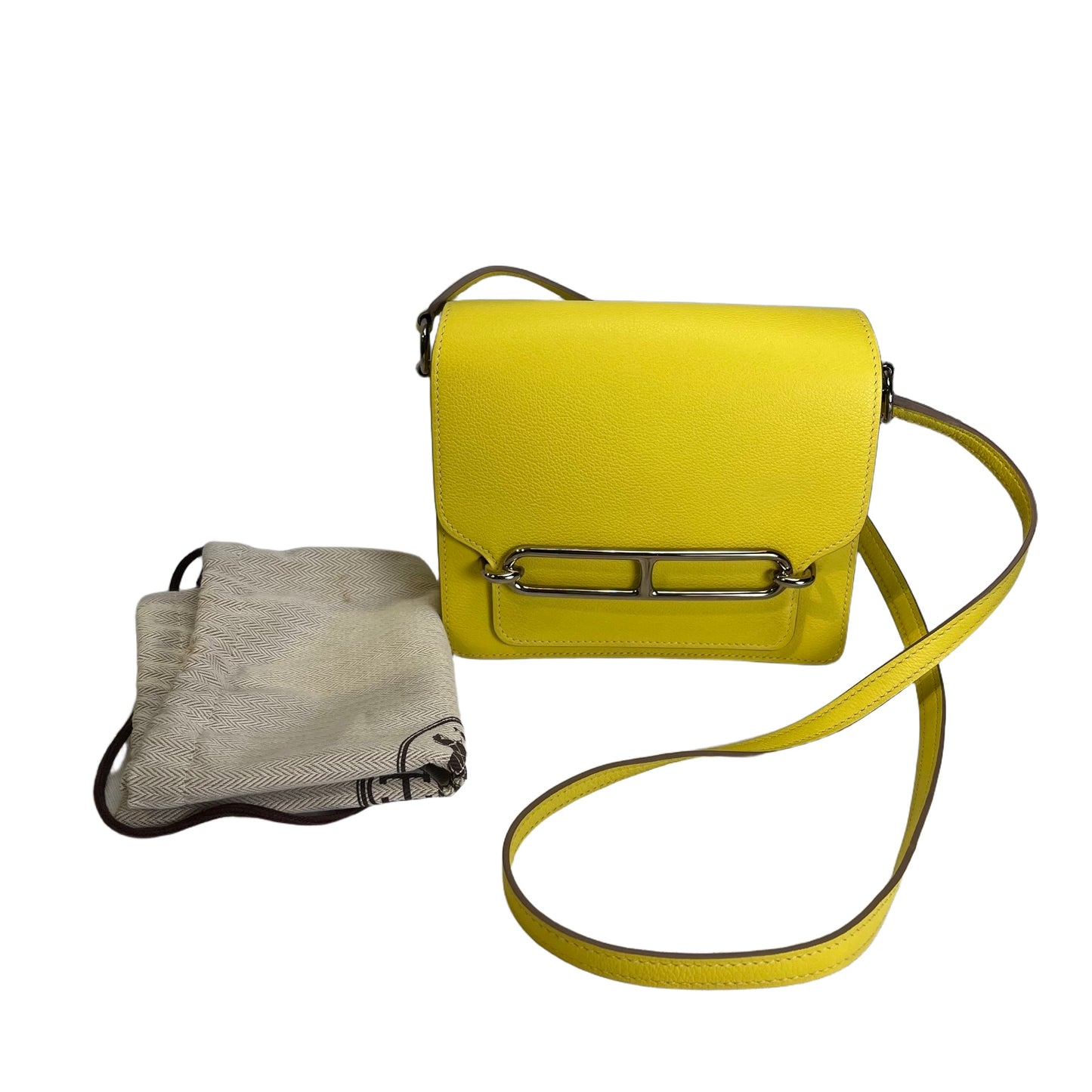 Used HERMES Evercolor Roulis Shoulder Bag YELLOW PHW