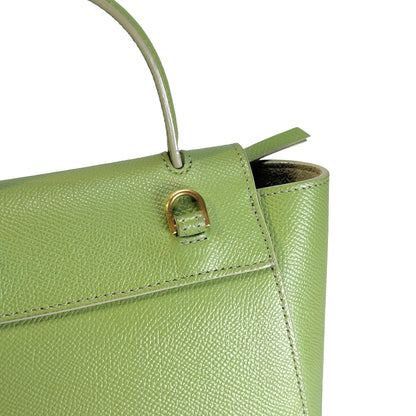 Used CELINE Grained Calfskin Pico Belt Bag Handbag Light Green