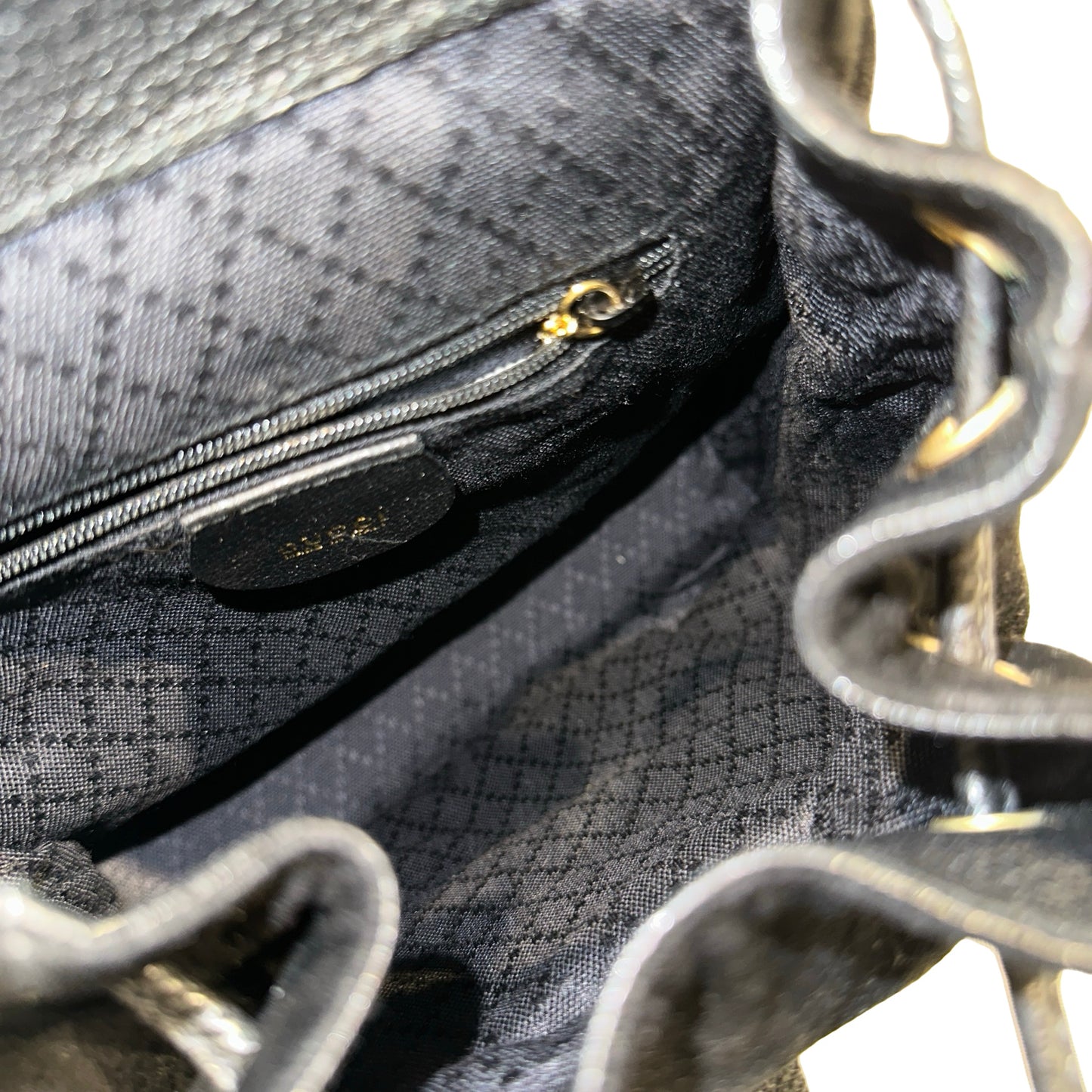 Used GUCCI Suede Leather Bamboo Bamboo Suede Backpack Backpack Black