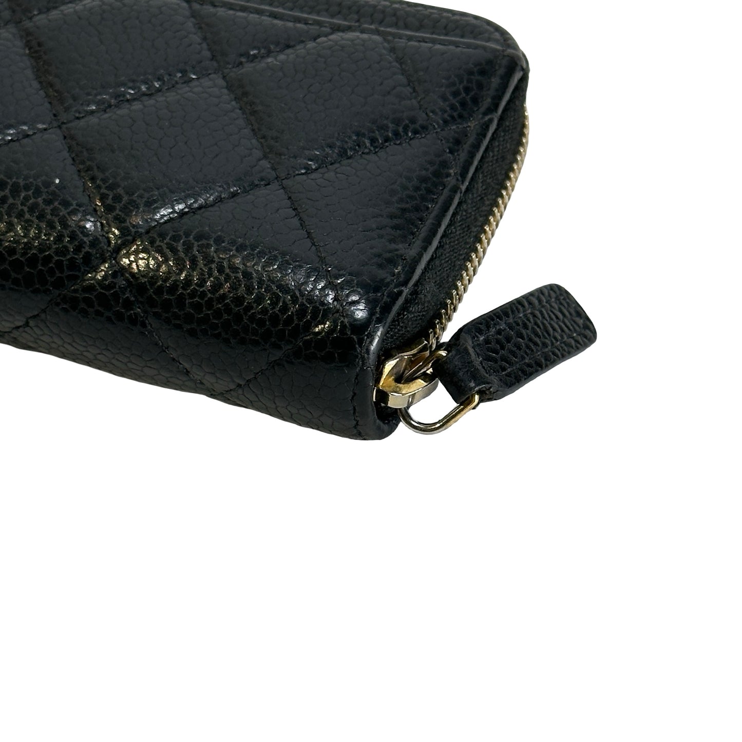 Used CHANEL Caviar Quilted Classic Zipped Coin Purse Coin Purse Black Gold hardware