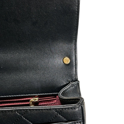 Used CHANEL Lambskin Chain Infinity Top Handle Bag Cross body bag Black GHW