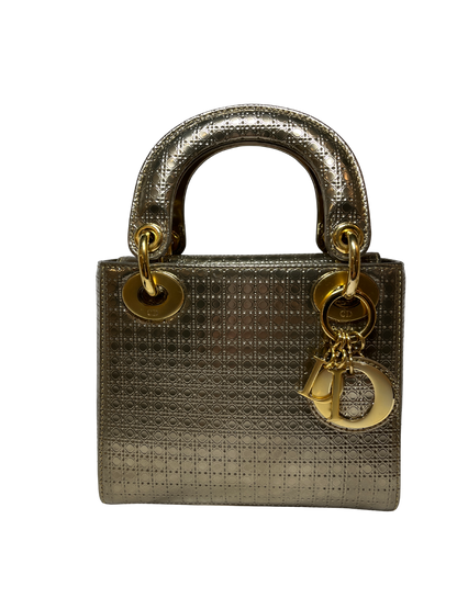 Used Dior Lady Dior Tote Bag Gold GHW