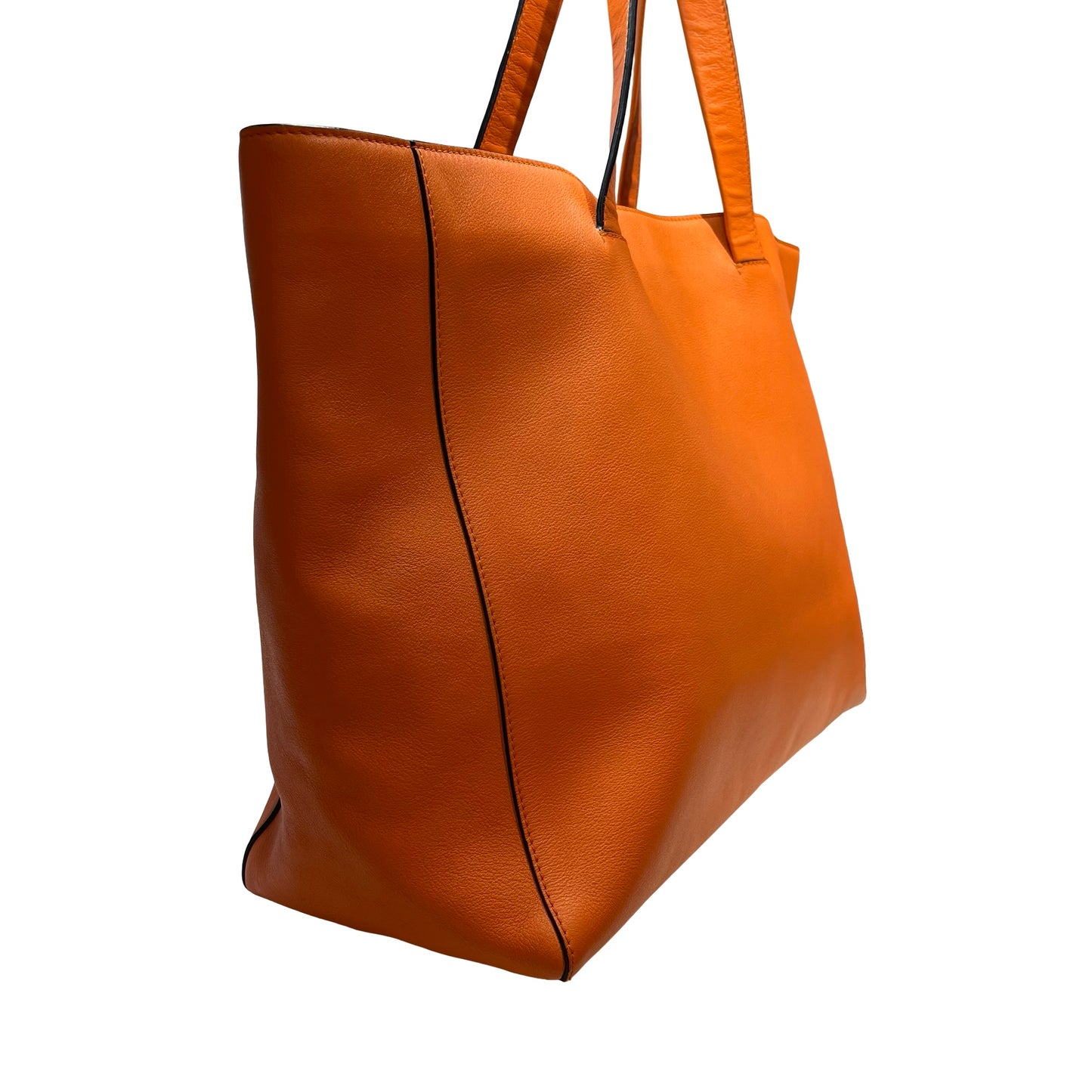 Used LOEWE Calfskin Leather Tote Bag Orange GHW