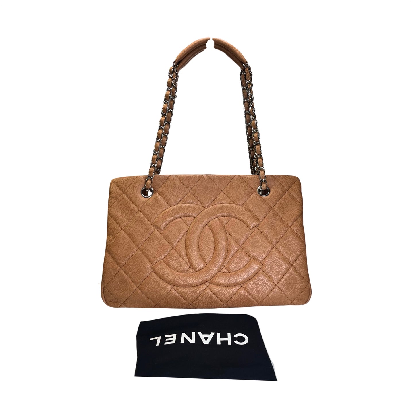 Used CHANEL Caviar Leather GST Tote Bag Brown, PHW
