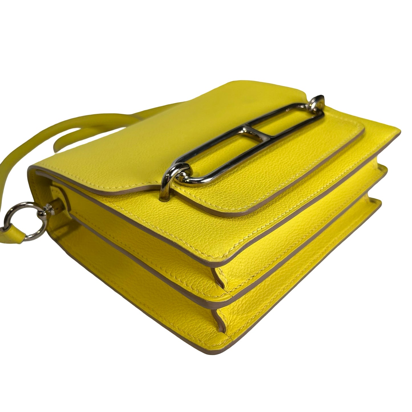 Used HERMES Evercolor Roulis Shoulder Bag YELLOW PHW