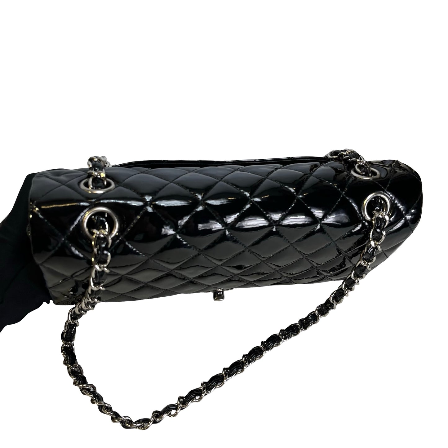 Used CHANEL Pantent CF 25 Cross body bag Black PHW